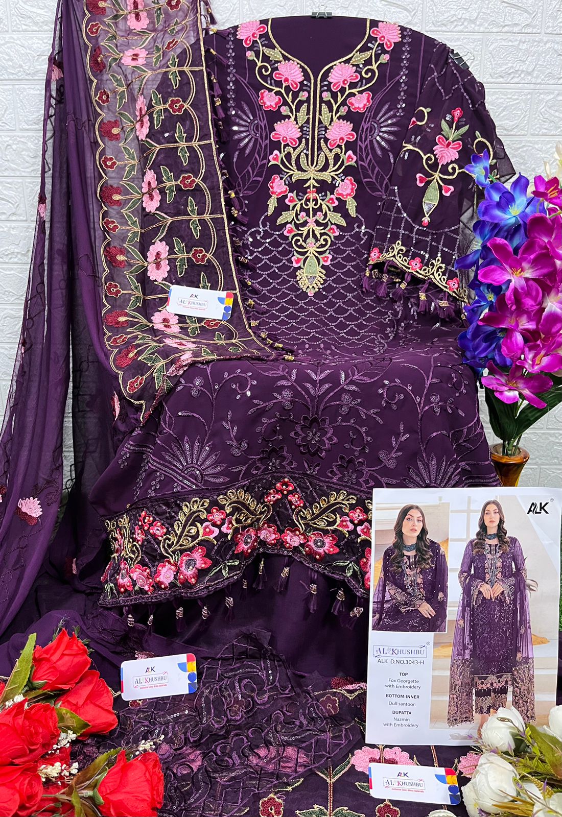 al khushbu alk D NO 3043 e f g h georgette elegant salwar suit catalog