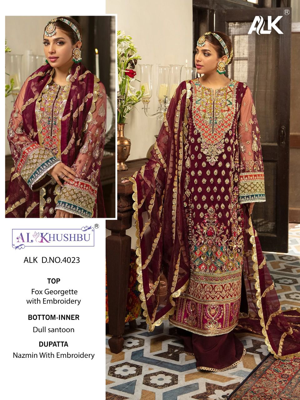 al khushbu alk d no 4023 georgette attractive look salwar suit singale