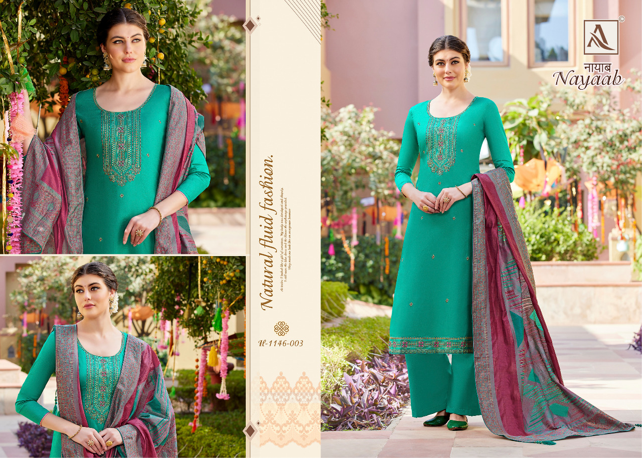 alok suit nayaab pure zam solid katha graceful look salwar suit catalog