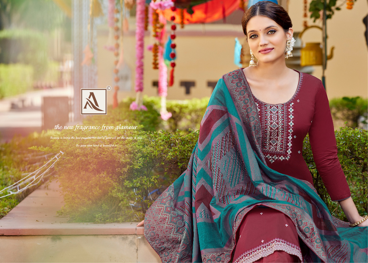 alok suit nayaab pure zam solid katha graceful look salwar suit catalog