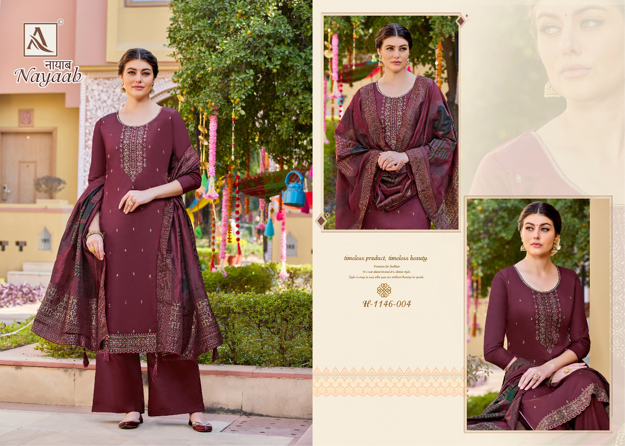 alok suit nayaab pure zam solid katha graceful look salwar suit catalog