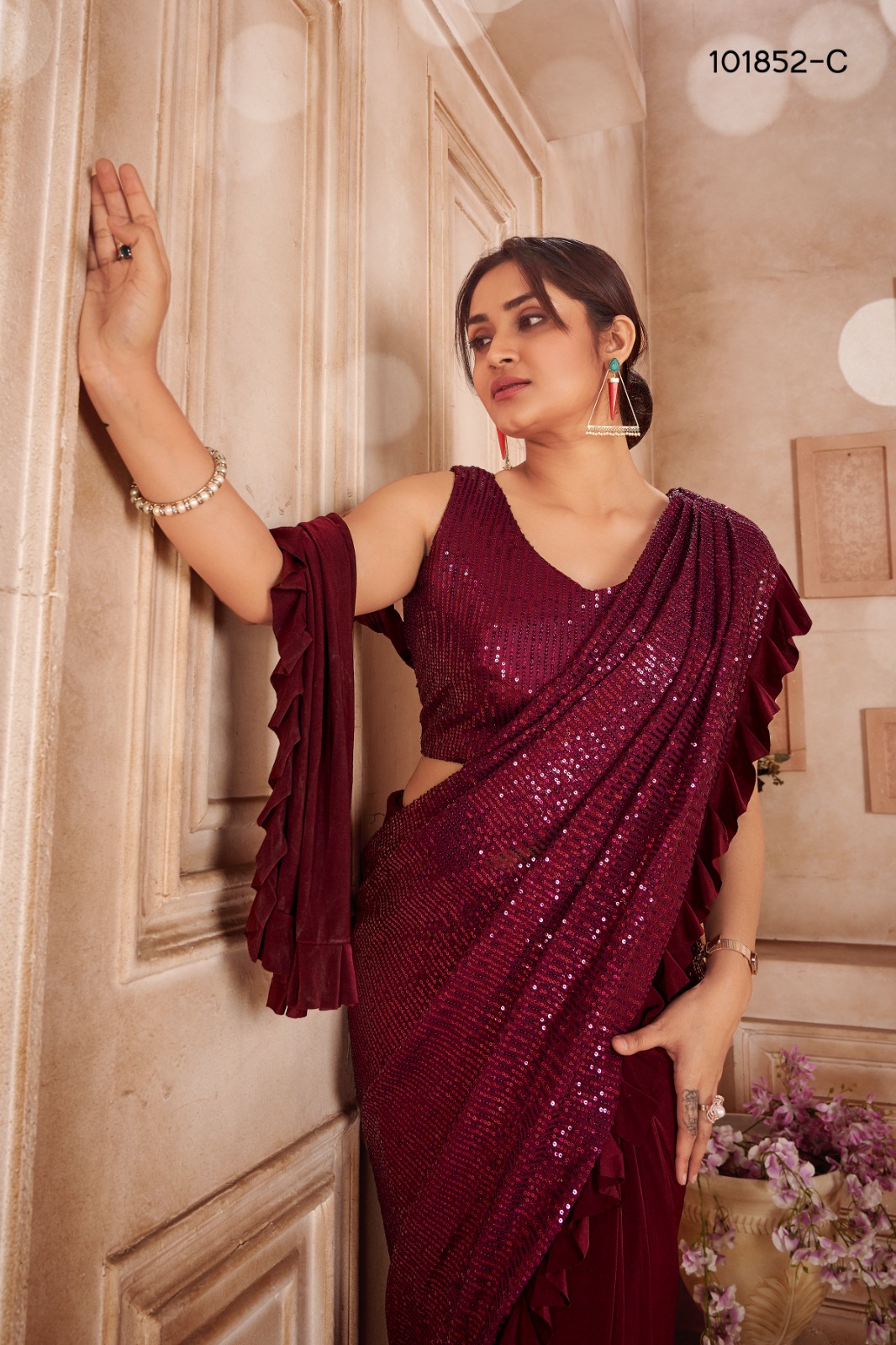 amoha trendz design no 101852 imported regal look saree catalog