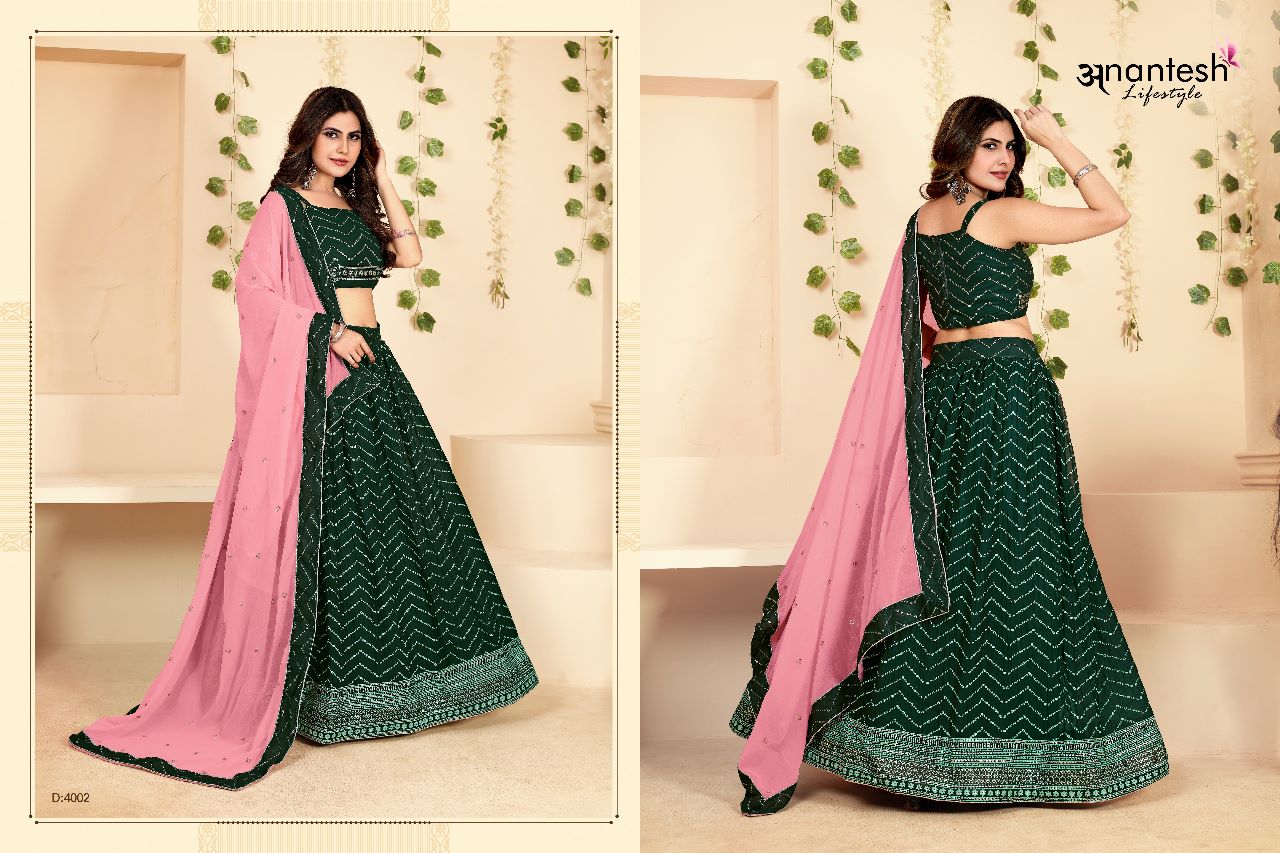 anantesh lifestyle d no series 4001 to 4004 georgette festive look lehenga choli catalog