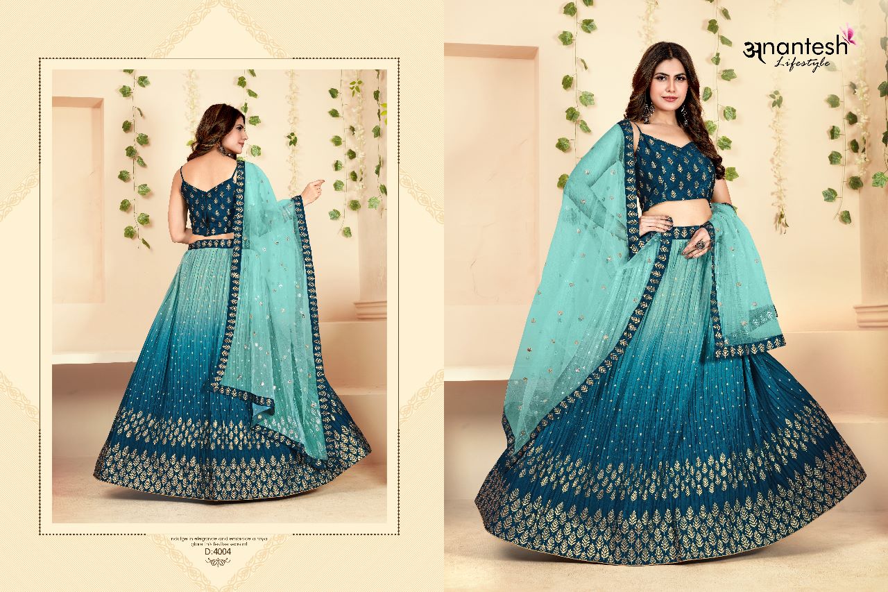 anantesh lifestyle d no series 4001 to 4004 georgette festive look lehenga choli catalog