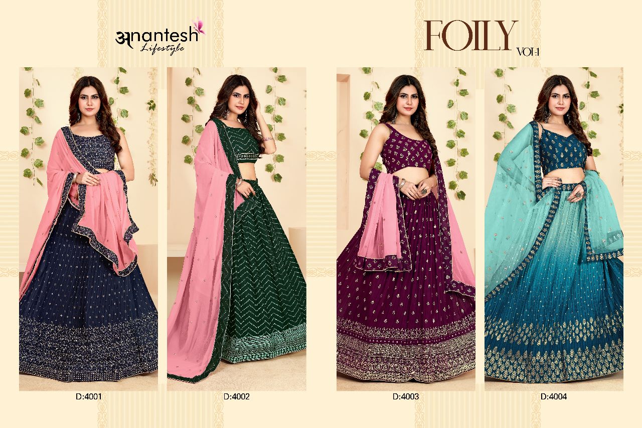 anantesh lifestyle d no series 4001 to 4004 georgette festive look lehenga choli catalog