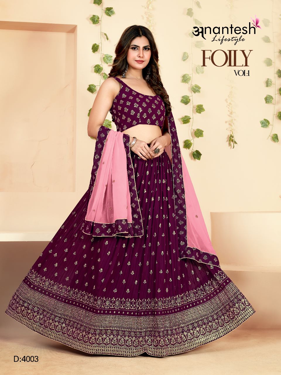 anantesh lifestyle d no series 4001 to 4004 georgette festive look lehenga choli catalog