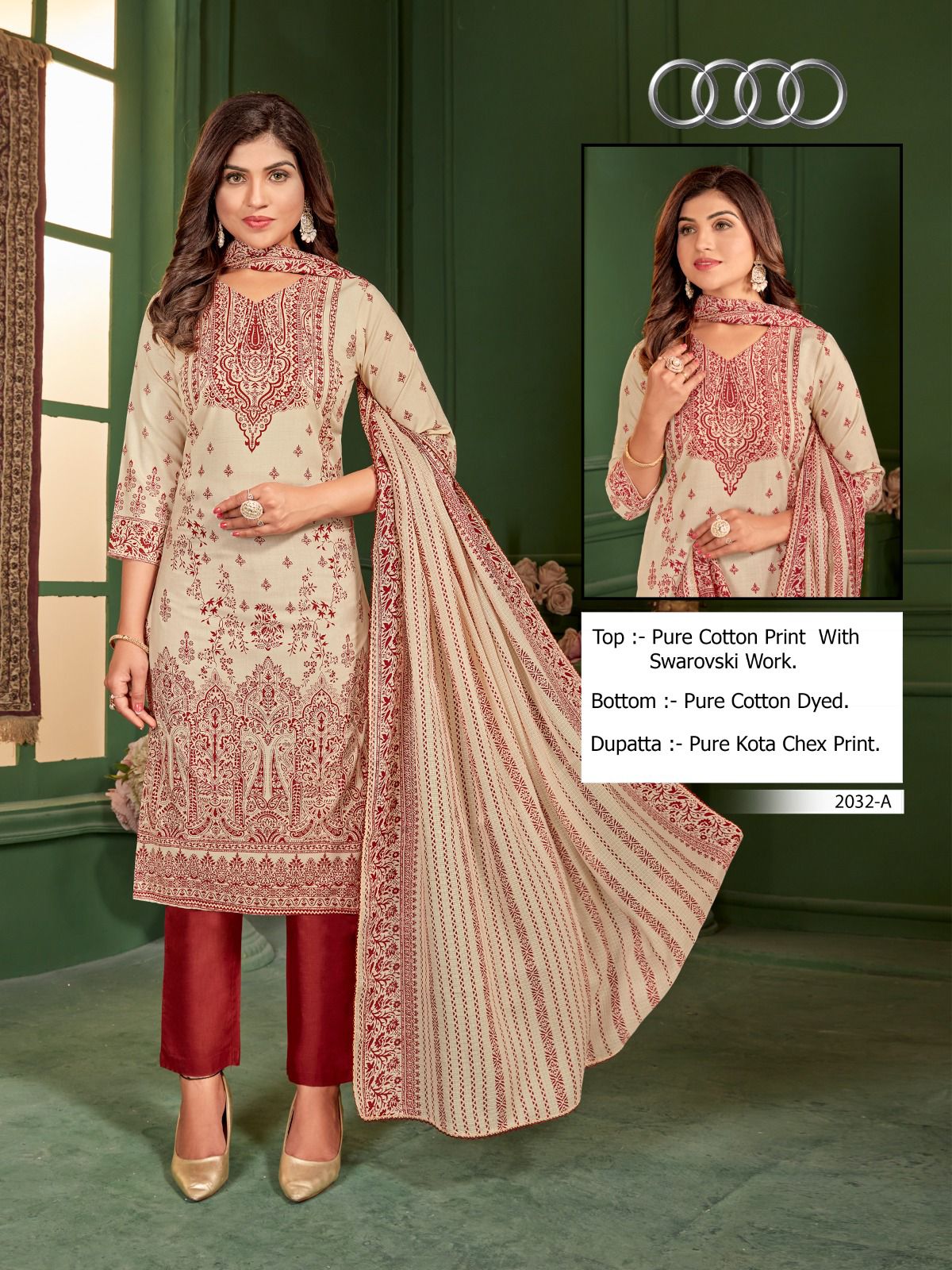 Bipson audi 2032 cotton elegant print salwar suit catalog