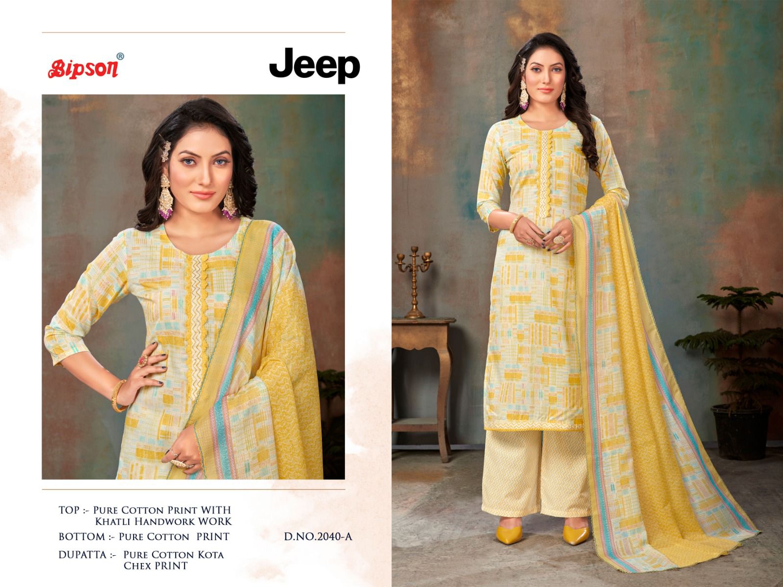 bipson jeep 2040 cotton elegant salwar suit catalog