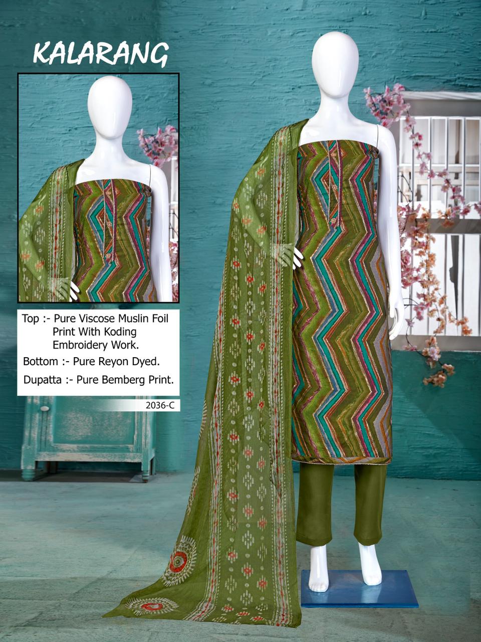 bipson kalarang 2036 viscose exclusive print salwar suit catalog