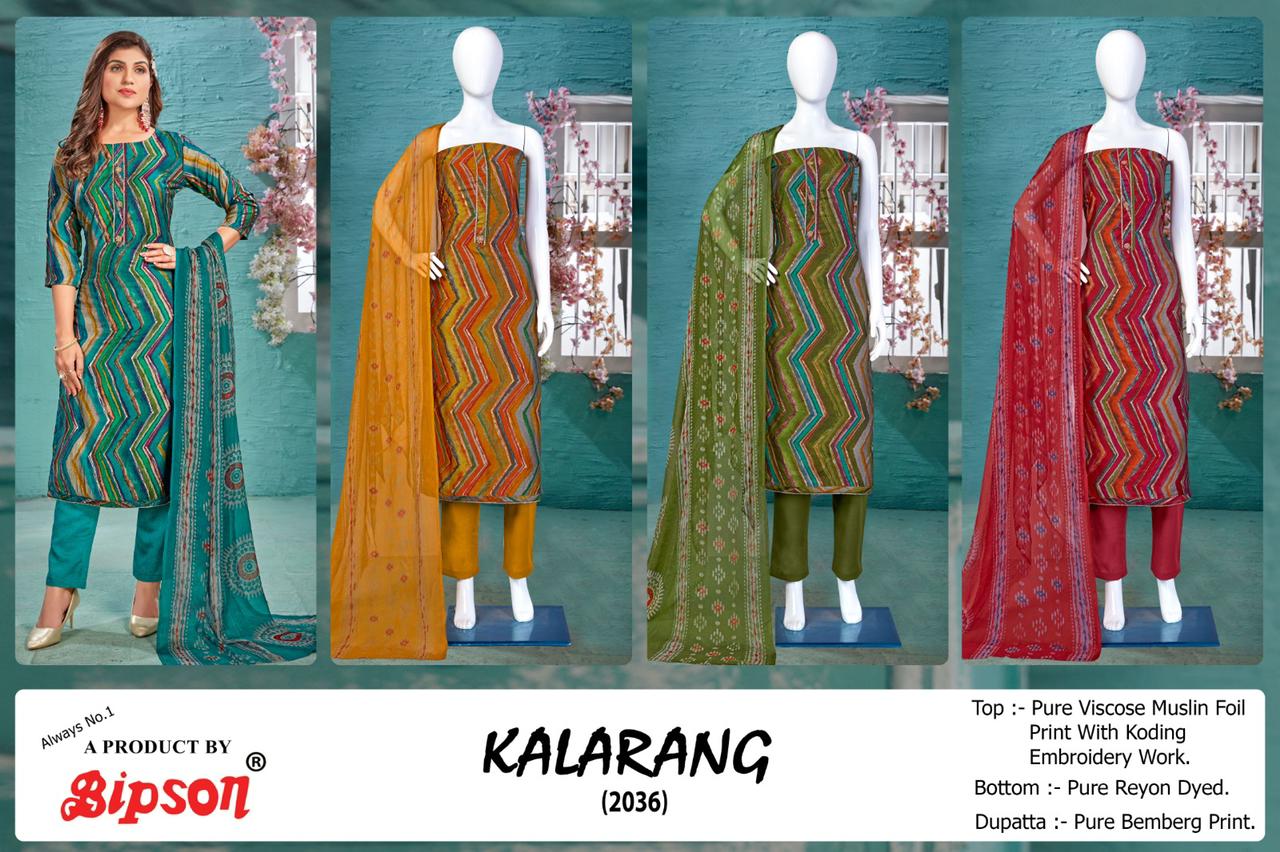 bipson kalarang 2036 viscose exclusive print salwar suit catalog