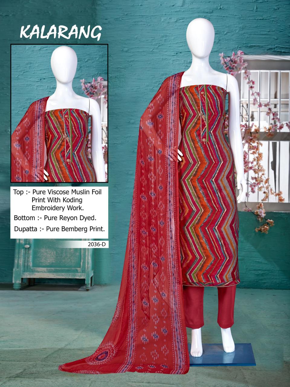 bipson kalarang 2036 viscose exclusive print salwar suit catalog