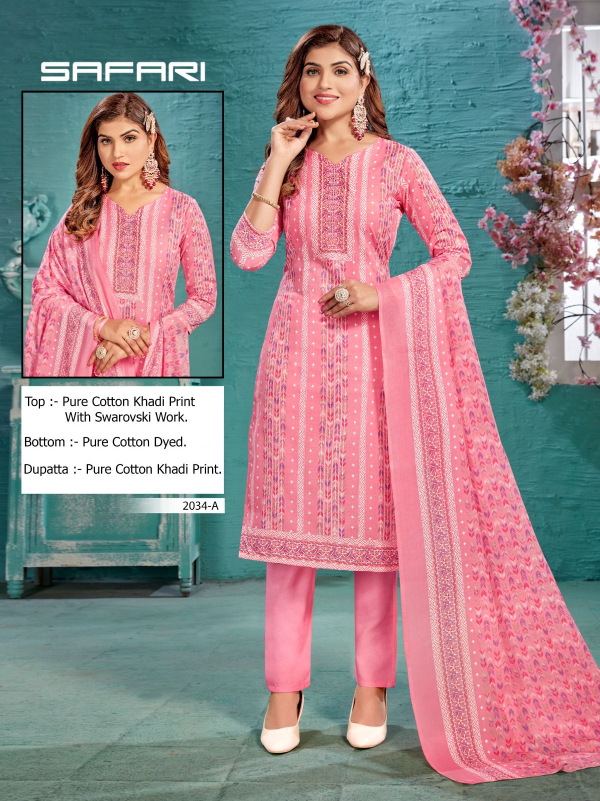 Bipson safari 2034 cotton khadi print exclusive look salwar suit catalog