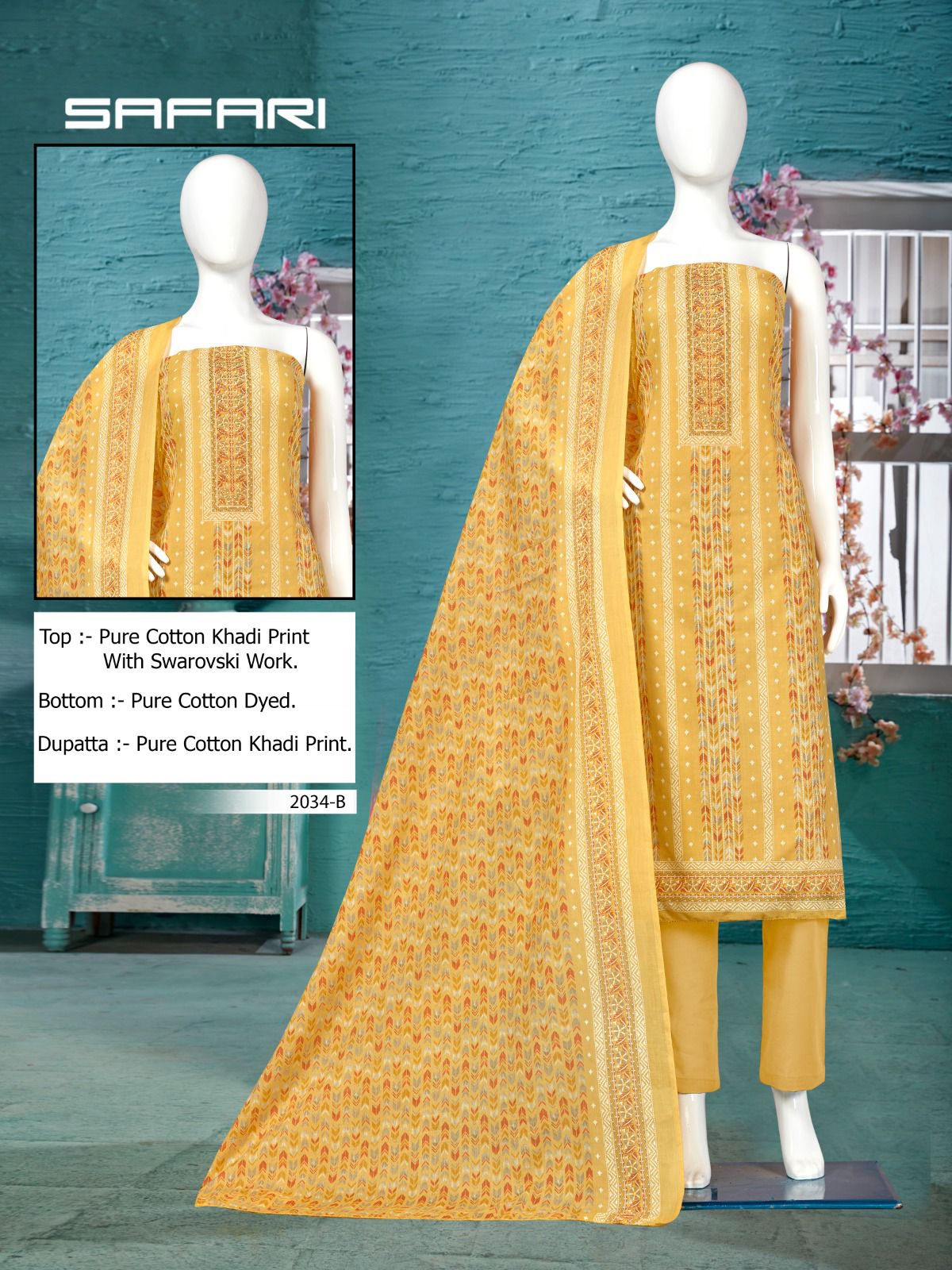 Bipson safari 2034 cotton khadi print exclusive look salwar suit catalog