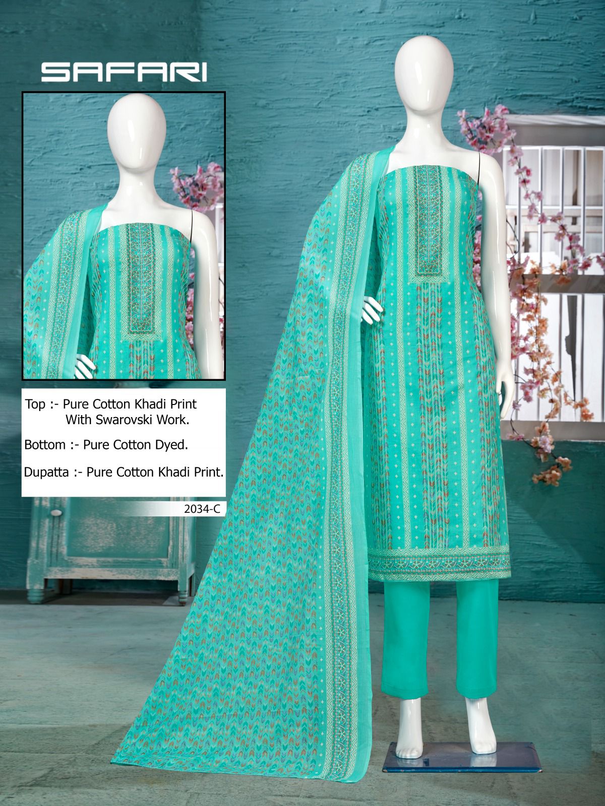 Bipson safari 2034 cotton khadi print exclusive look salwar suit catalog