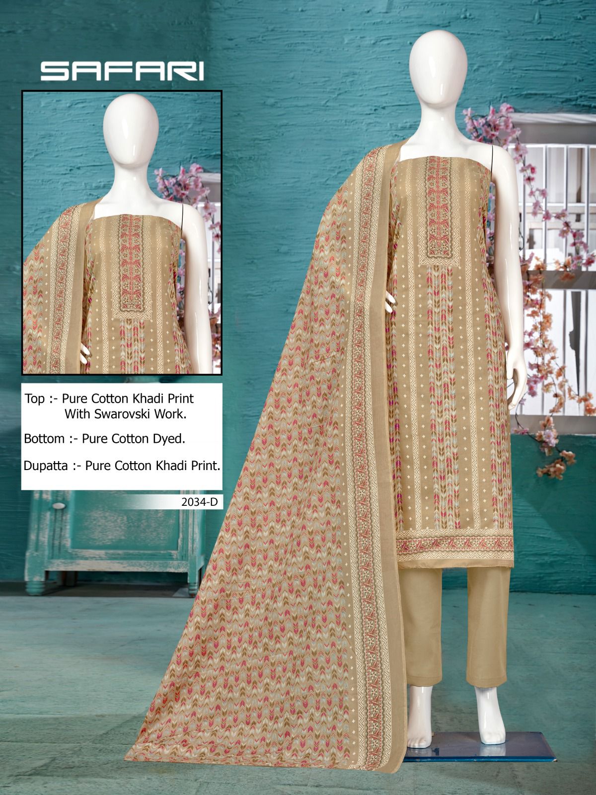 Bipson safari 2034 cotton khadi print exclusive look salwar suit catalog