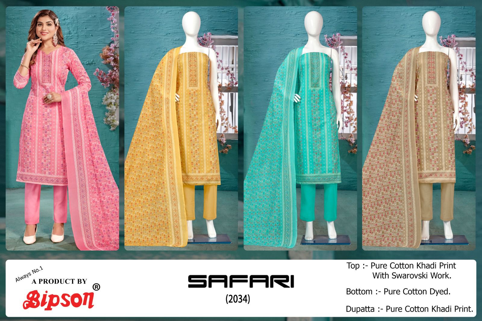 Bipson safari 2034 cotton khadi print exclusive look salwar suit catalog