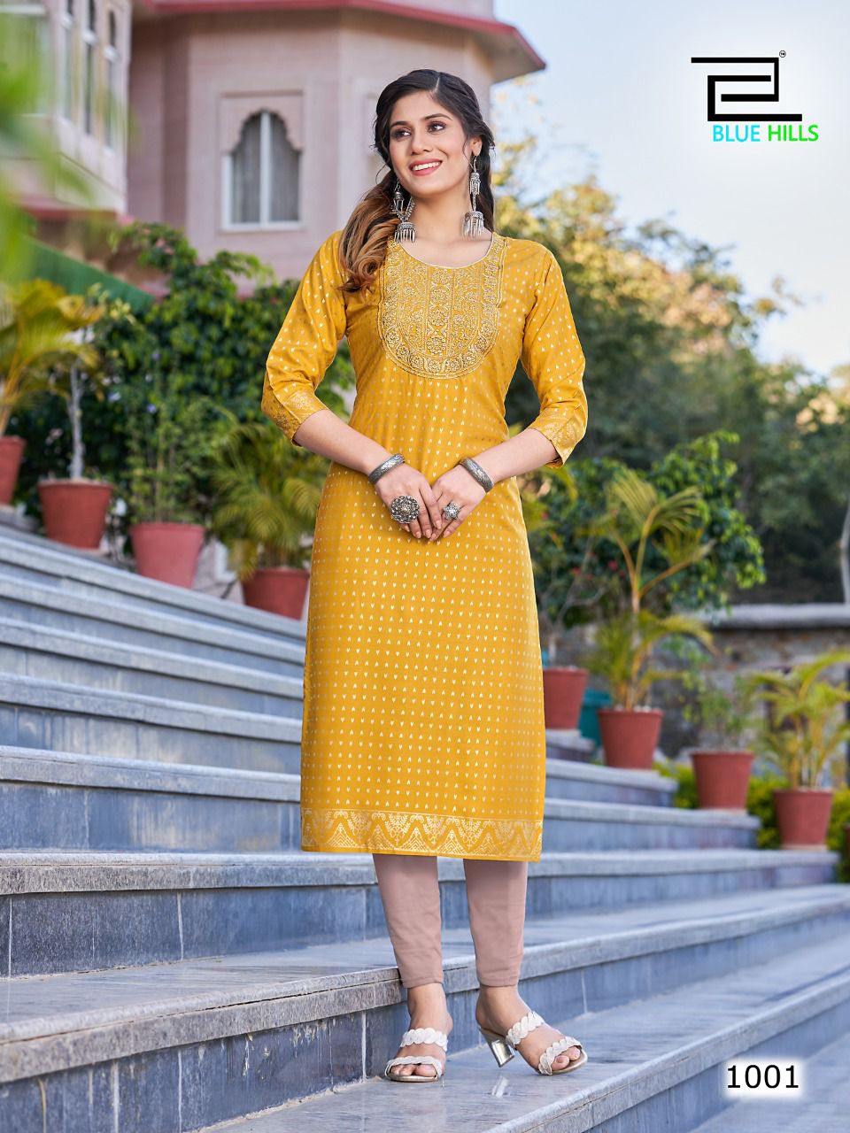 blue hills Freddy rayon decent look kurti catalog