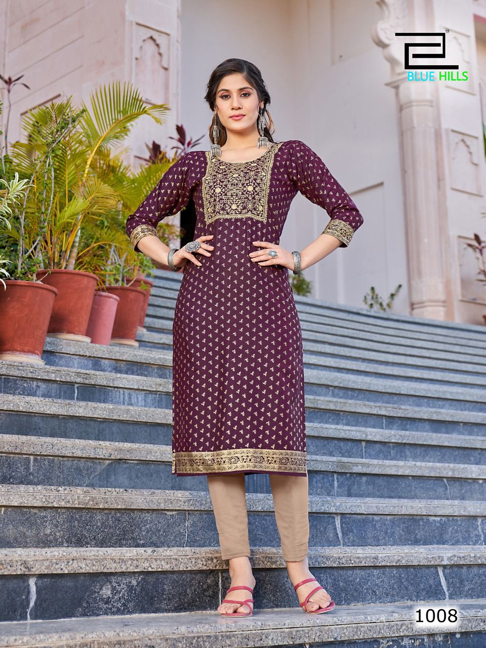 blue hills Freddy rayon decent look kurti catalog