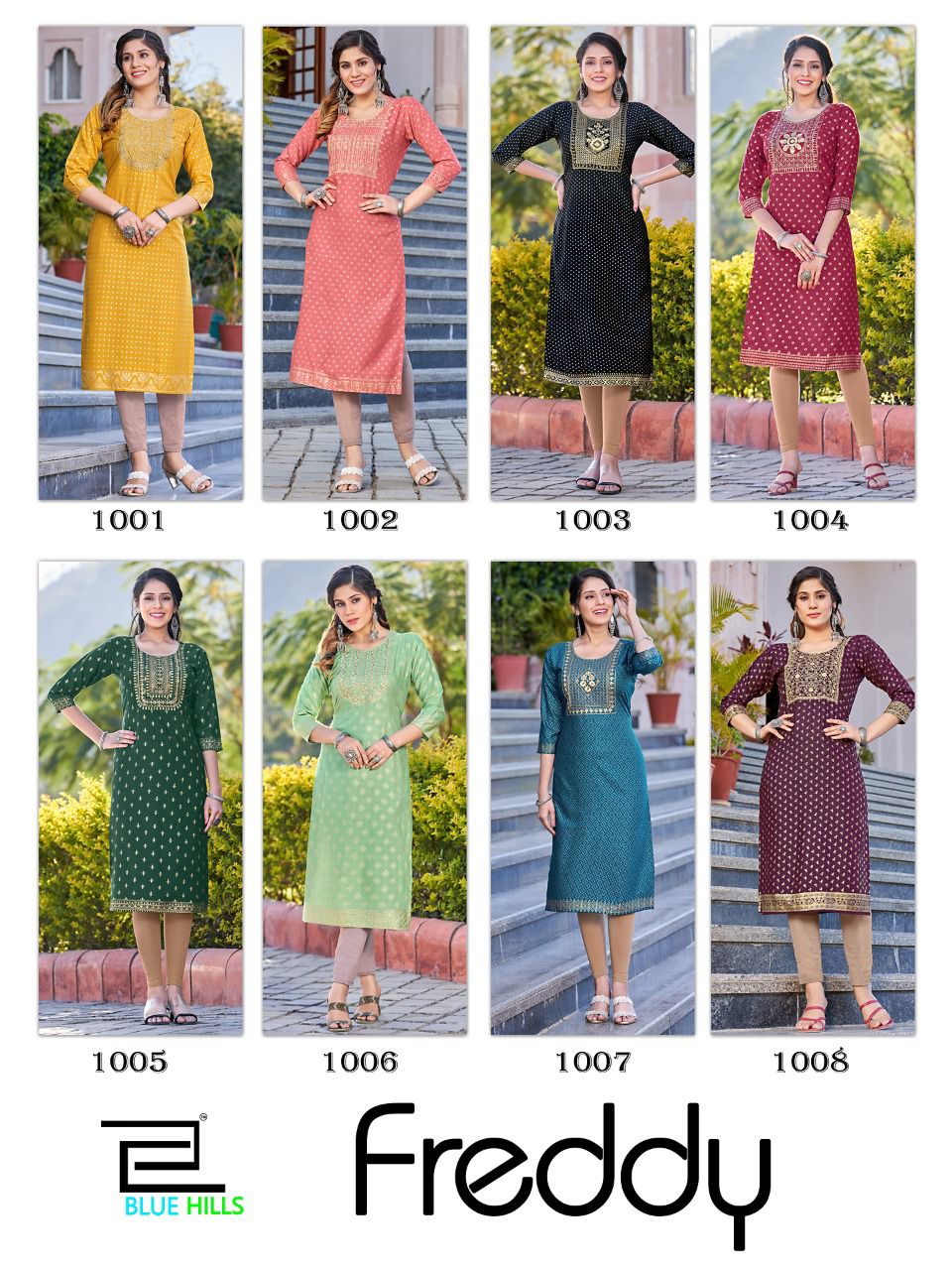 blue hills Freddy rayon decent look kurti catalog