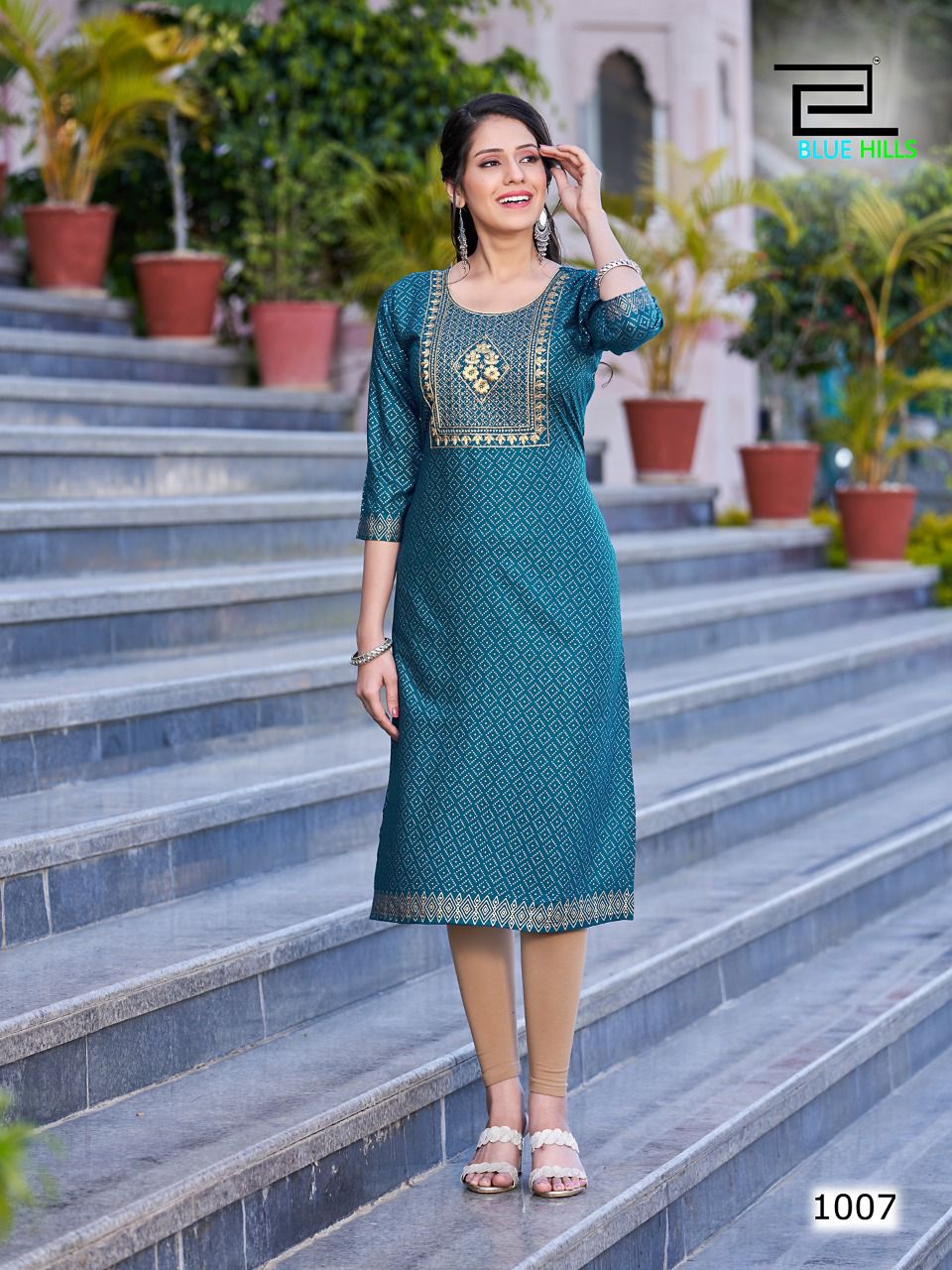 blue hills Freddy rayon decent look kurti catalog