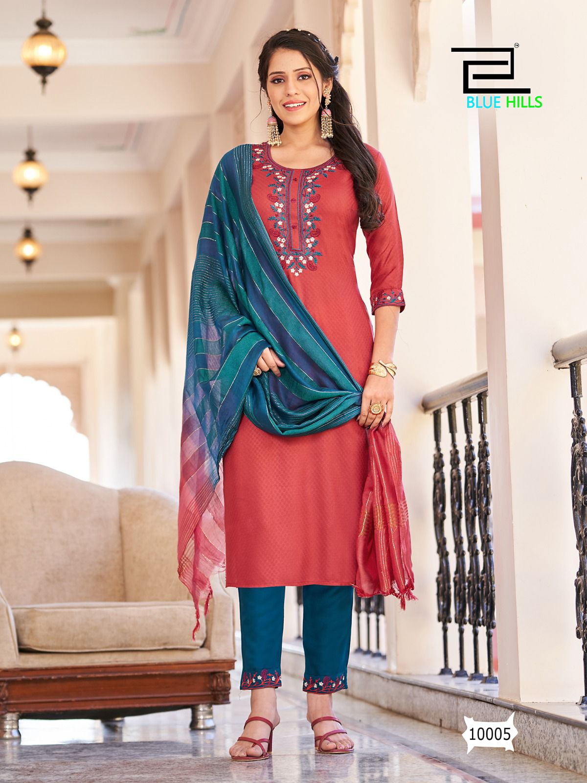 blue hills Skyline VOL 10 viscose decent look top bottom with dupatta catalog