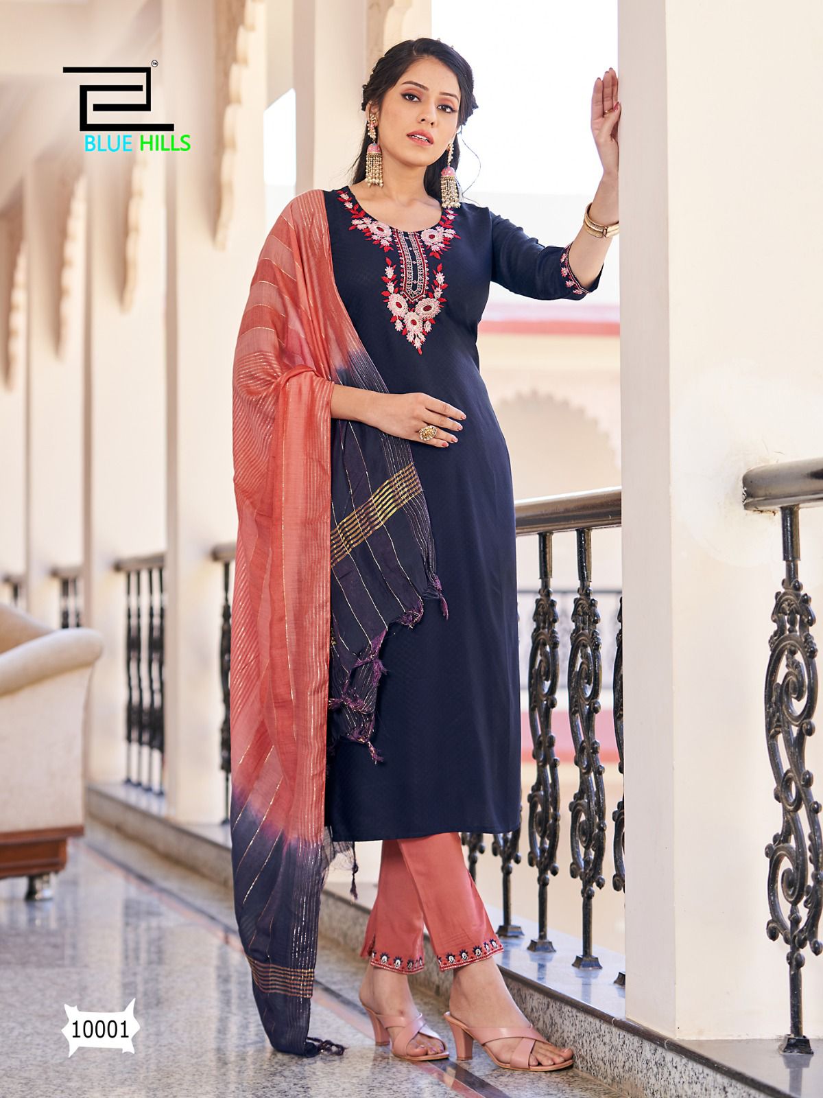 blue hills Skyline VOL 10 viscose decent look top bottom with dupatta catalog