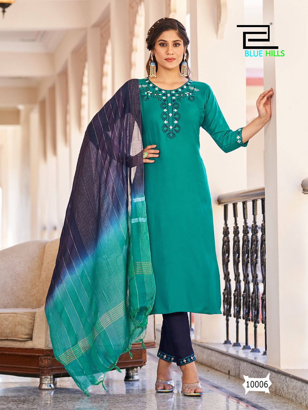 blue hills Skyline VOL 10 viscose decent look top bottom with dupatta catalog