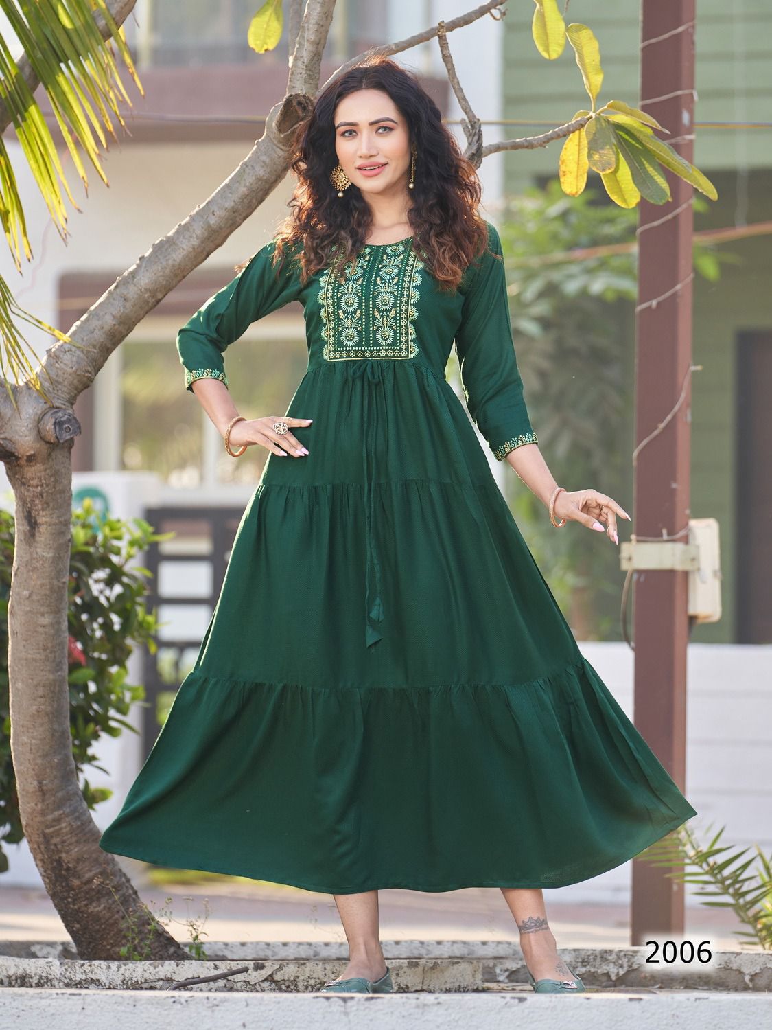 blue hills sun burn viscose decent embroidery look kurti catalog