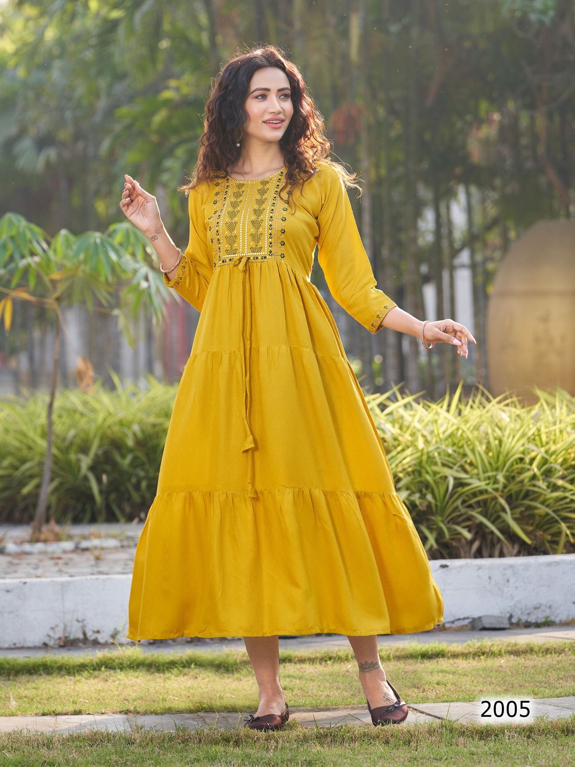 blue hills sun burn viscose decent embroidery look kurti catalog