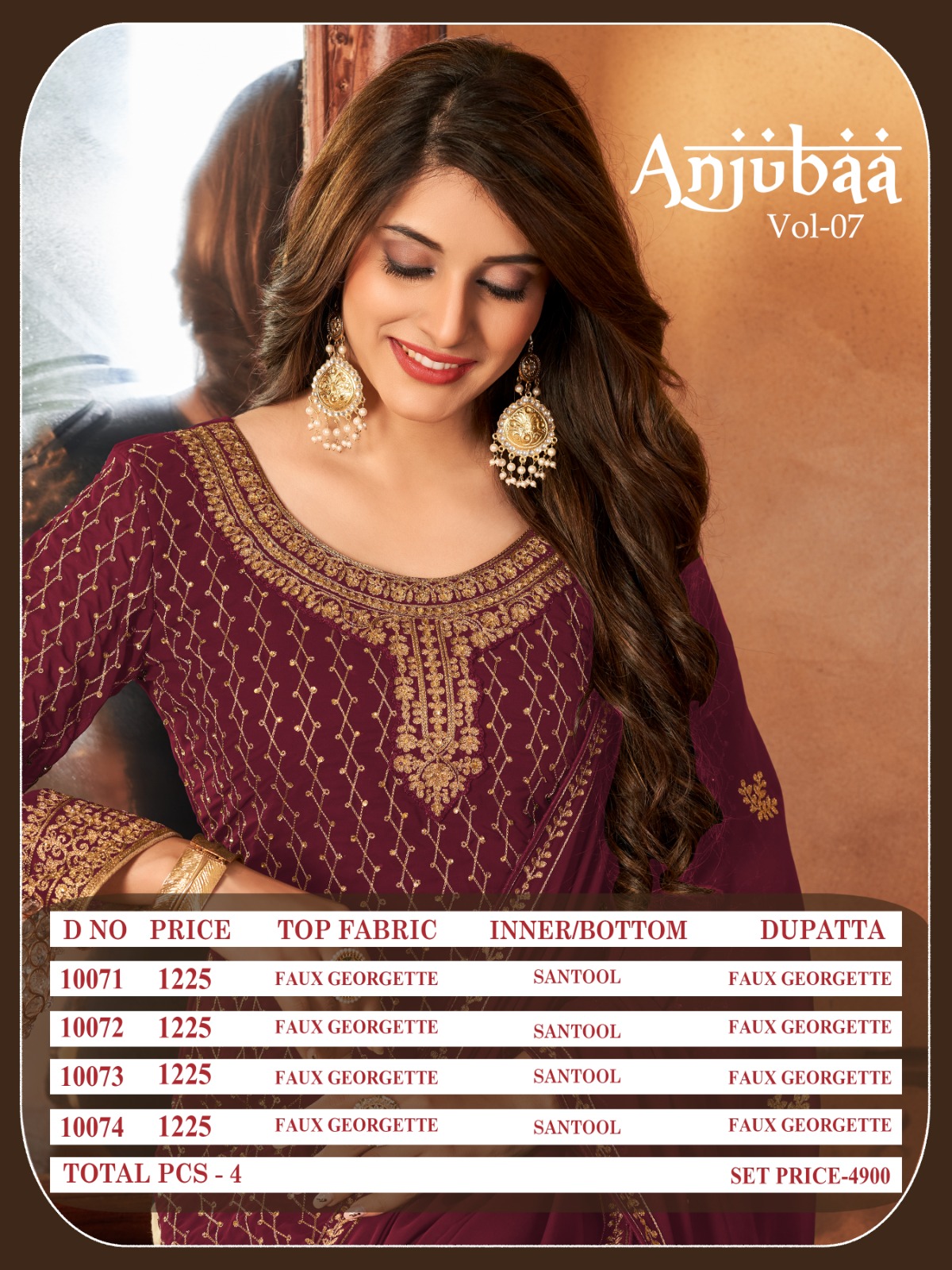 dani Anjubaa Vol 7 georgtte Regal look salwar suit catalog