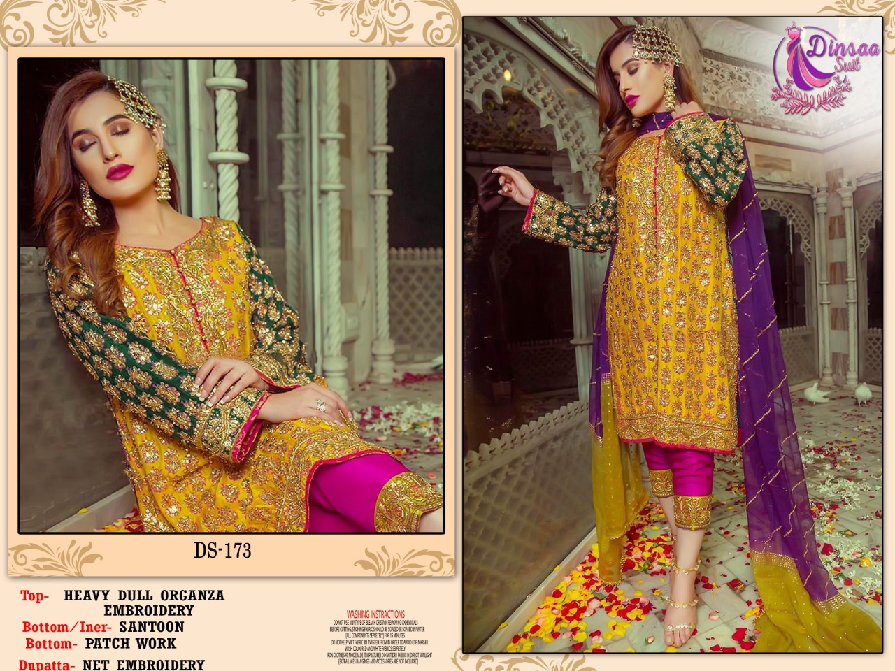 dinsaa suit dinsaa suit d no 173 organza catchy look salwar suit Single