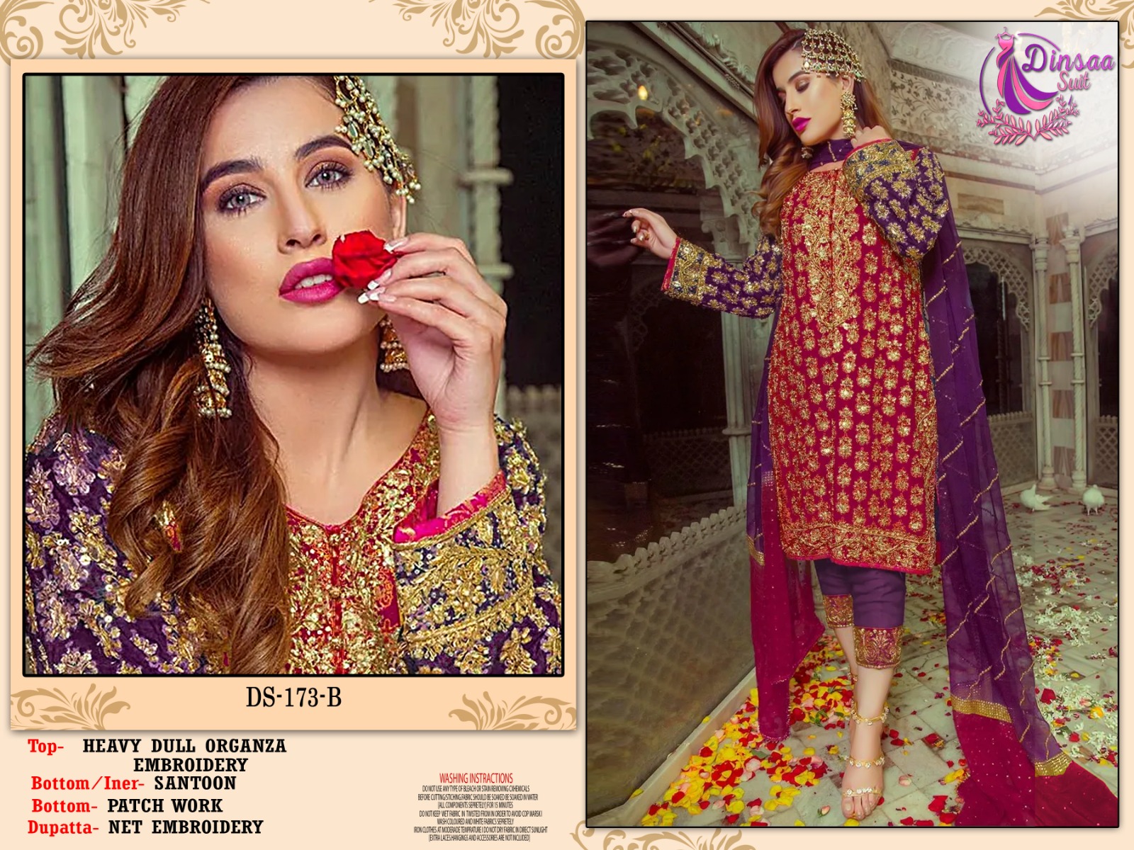 dinsaa suit dinsaa suit d no di 173 b colour b organza Catchy look salwar suit singal