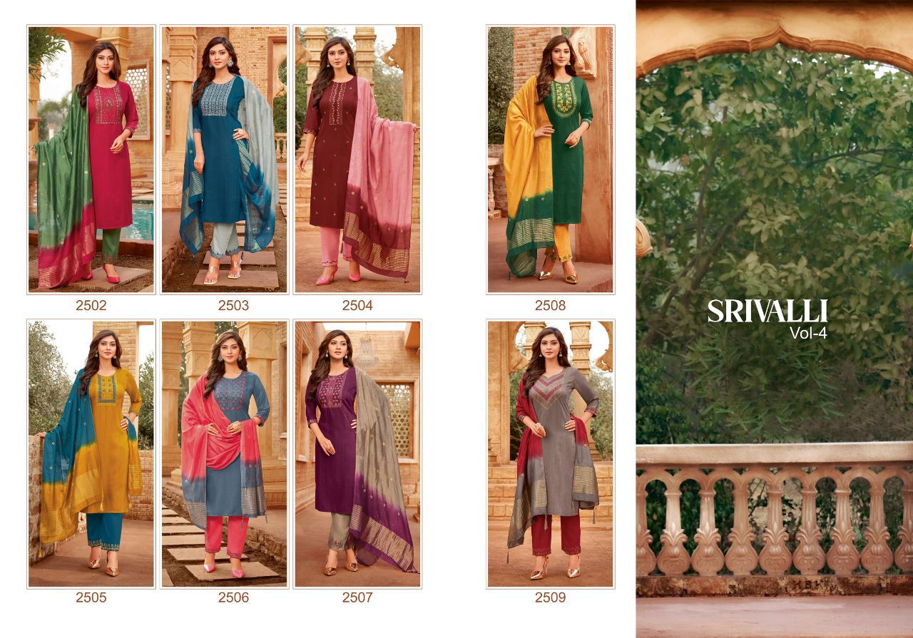 hariyaali srivalli vol 4 viscose attrrctive look kurti pant with dupatta catalog