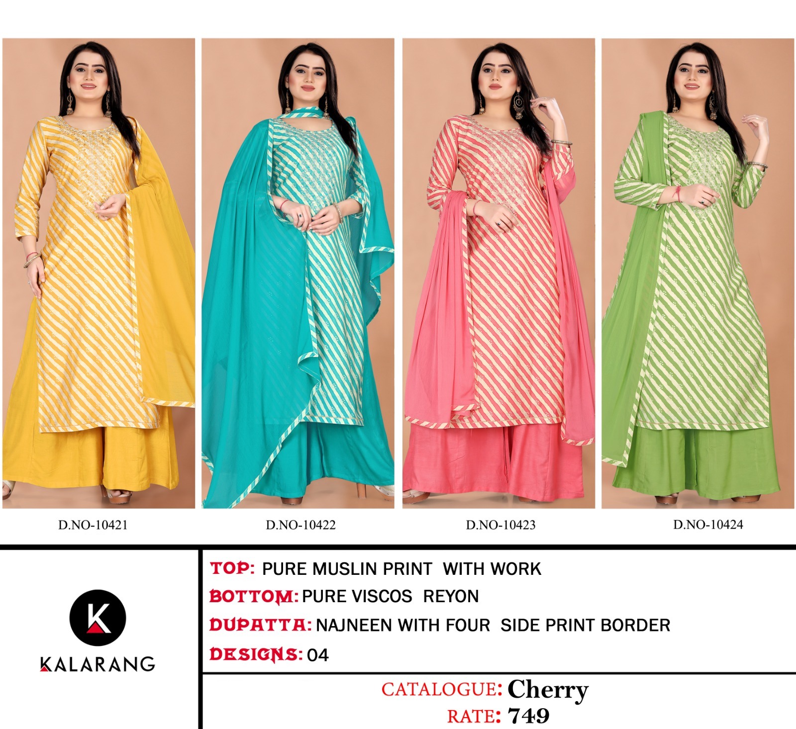 kalarang cherry muslin elegant salwar suit catalog