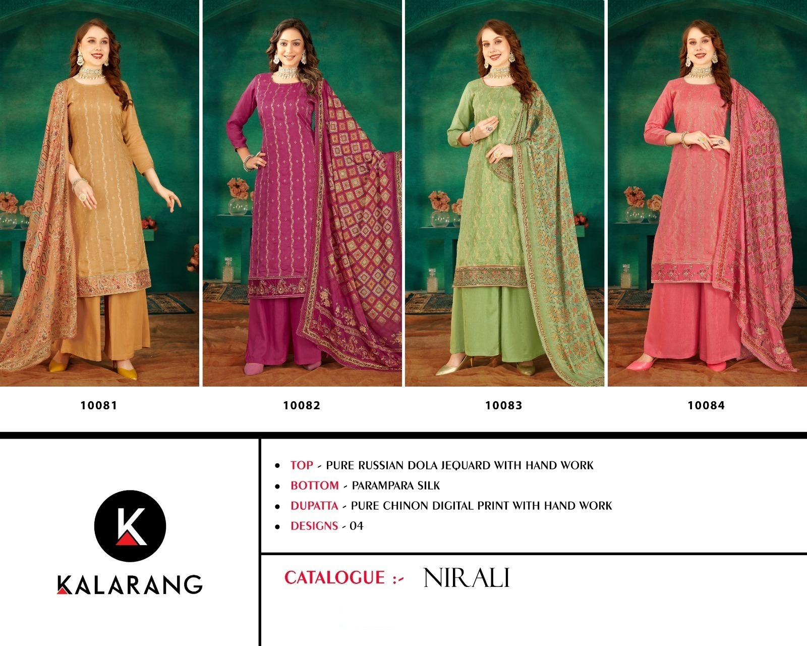 kalarang nirali russian Dola Jacquard gorgeous look salwar suit catalog