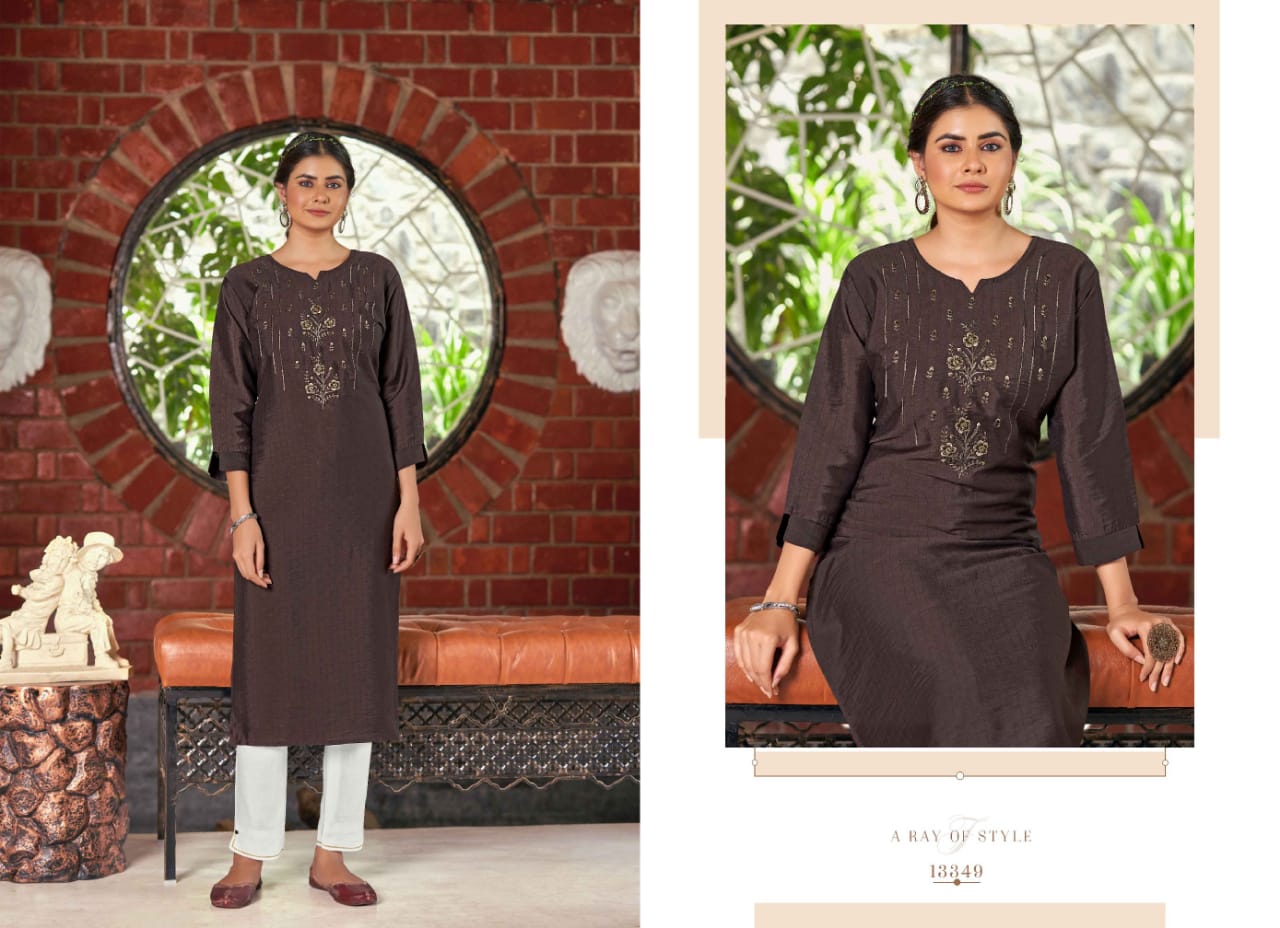 kalaroop by kajree alisha rayon elegant kurti catalog