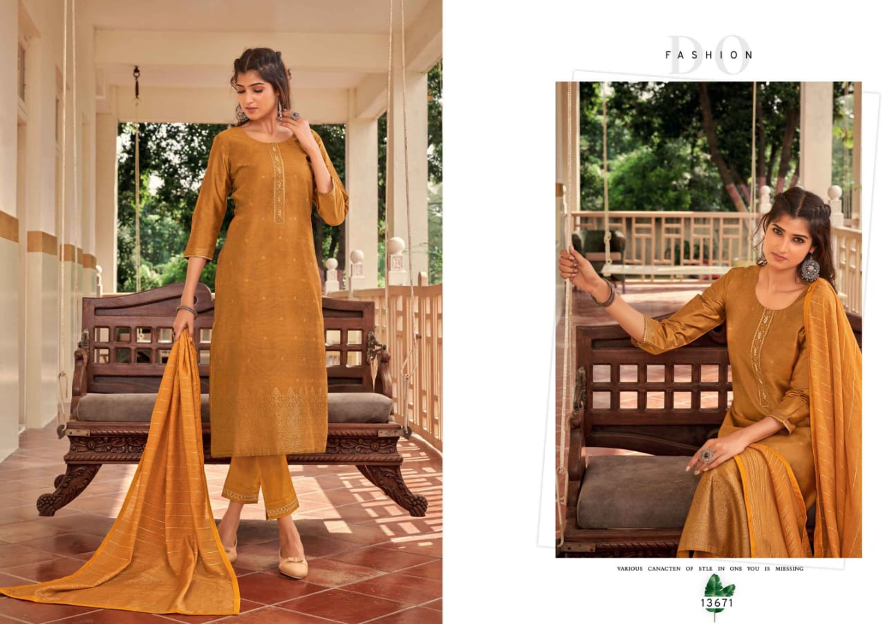 kalaroop by kajree empire cottan dola elegant top bottom with dupatta catalog