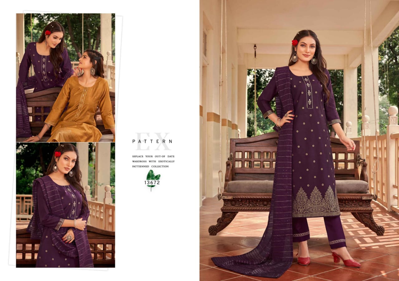 kalaroop by kajree empire cottan dola elegant top bottom with dupatta catalog