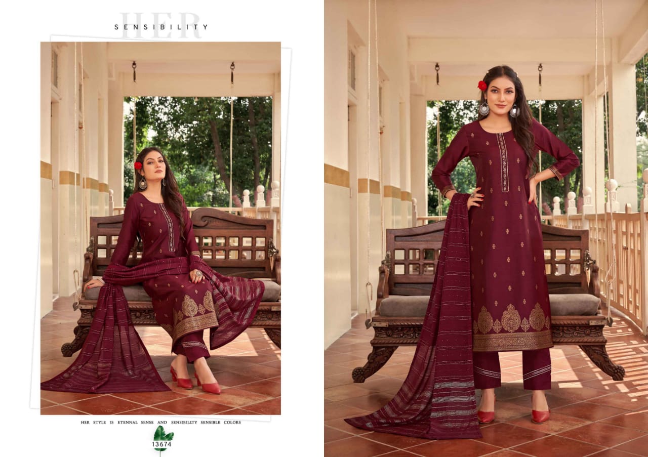 kalaroop by kajree empire cottan dola elegant top bottom with dupatta catalog