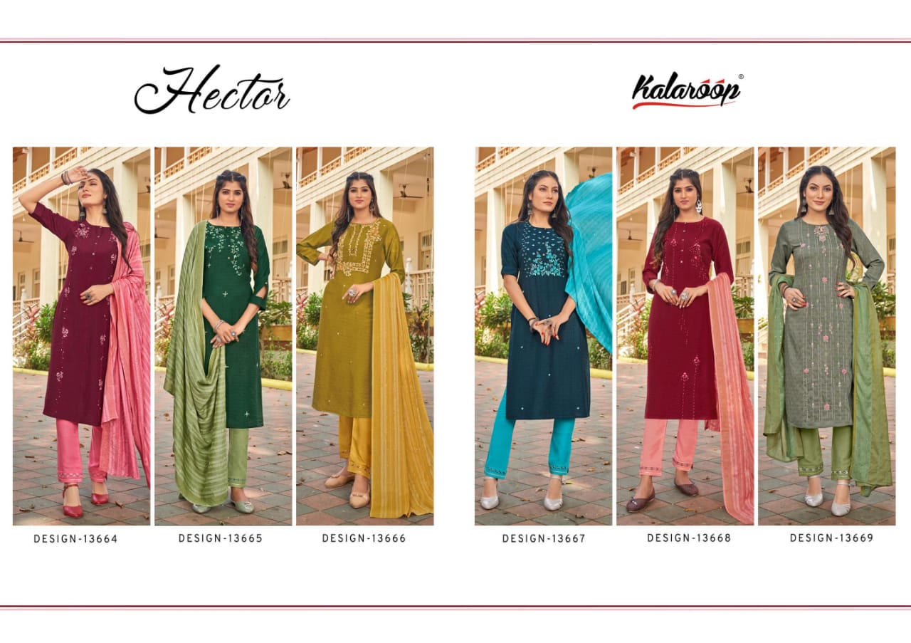 kalaroop by kajree hector fancy regal look top pant with dupatta catalog