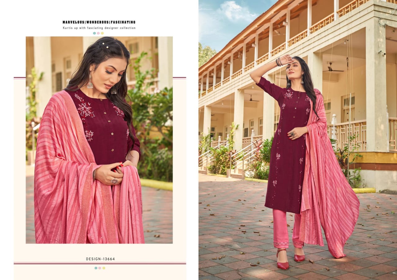 kalaroop by kajree hector fancy regal look top pant with dupatta catalog