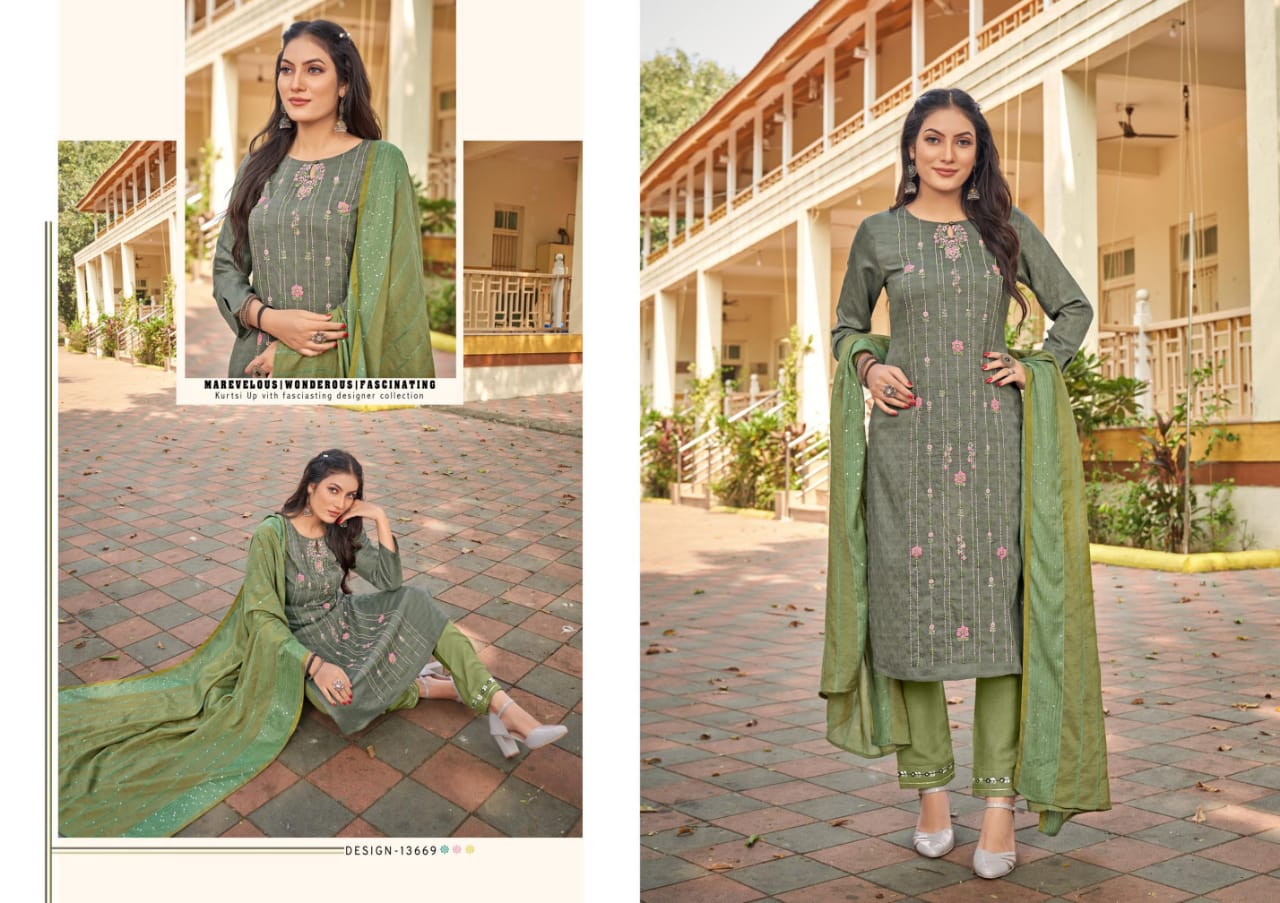 kalaroop by kajree hector fancy regal look top pant with dupatta catalog