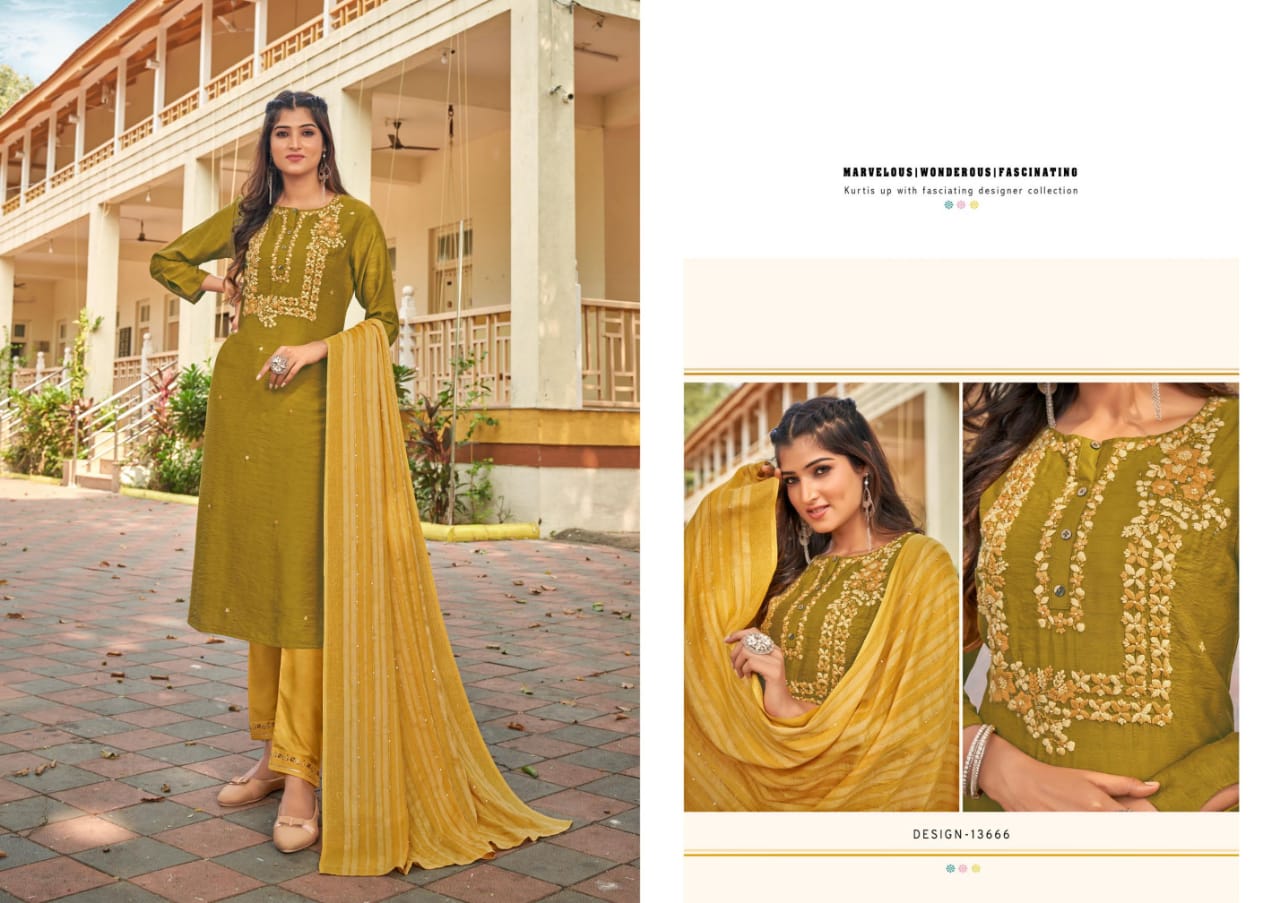 kalaroop by kajree hector fancy regal look top pant with dupatta catalog