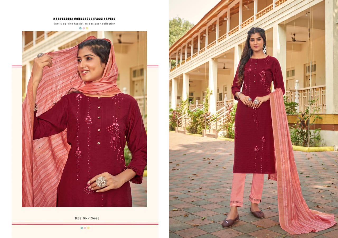 kalaroop by kajree hector fancy regal look top pant with dupatta catalog