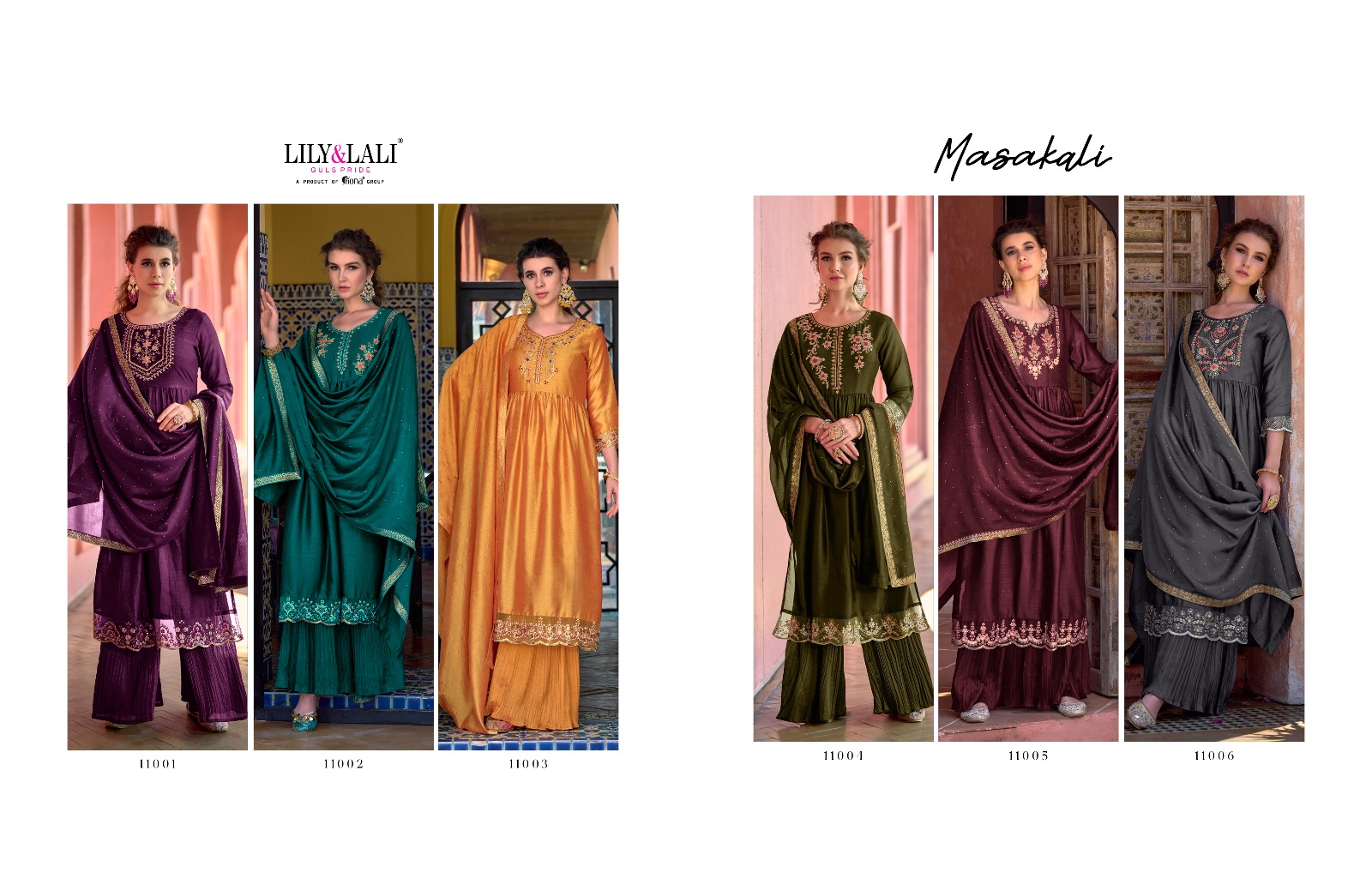 lily and lali masakali silk gorgeous look top bottom with dupatta catalog