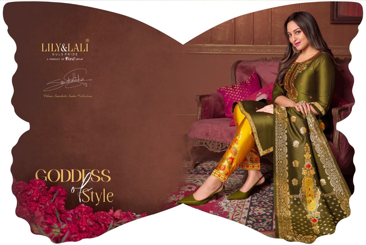 lily and lali meenakari 2 Bemberg Silk gorgeous look top bottom with dupatta catalog