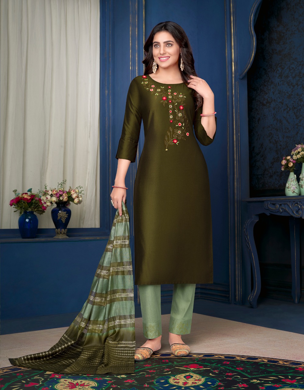 lily and lali muskan 3 Bamber Silk new and modern style top with pant dupatta catalog