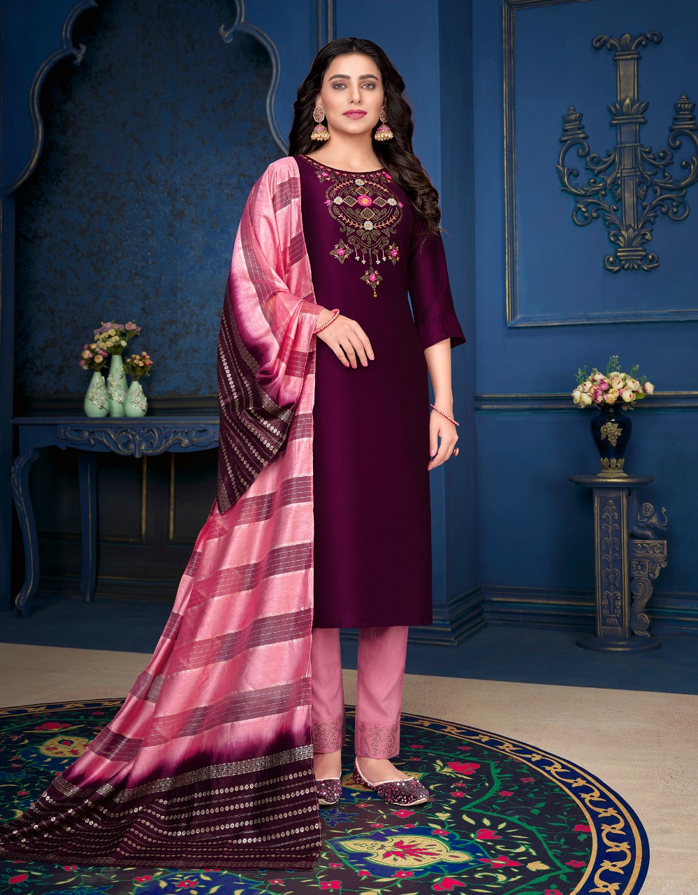 lily and lali muskan 3 Bamber Silk new and modern style top with pant dupatta catalog