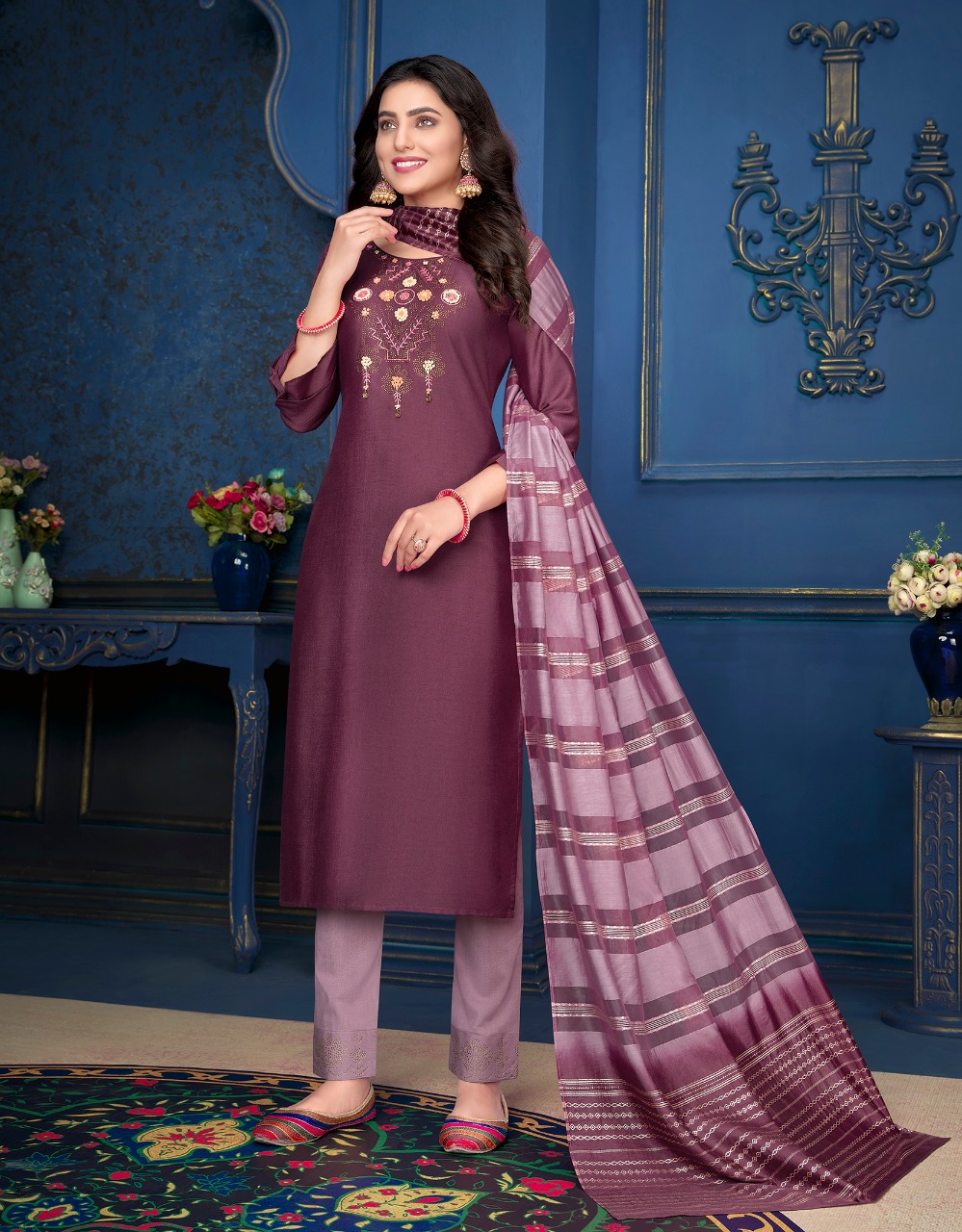 lily and lali muskan 3 Bamber Silk new and modern style top with pant dupatta catalog