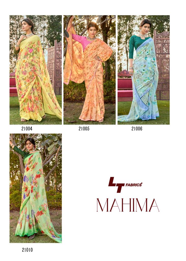 lt fashion mahima chiffon exclusive print saree catalog